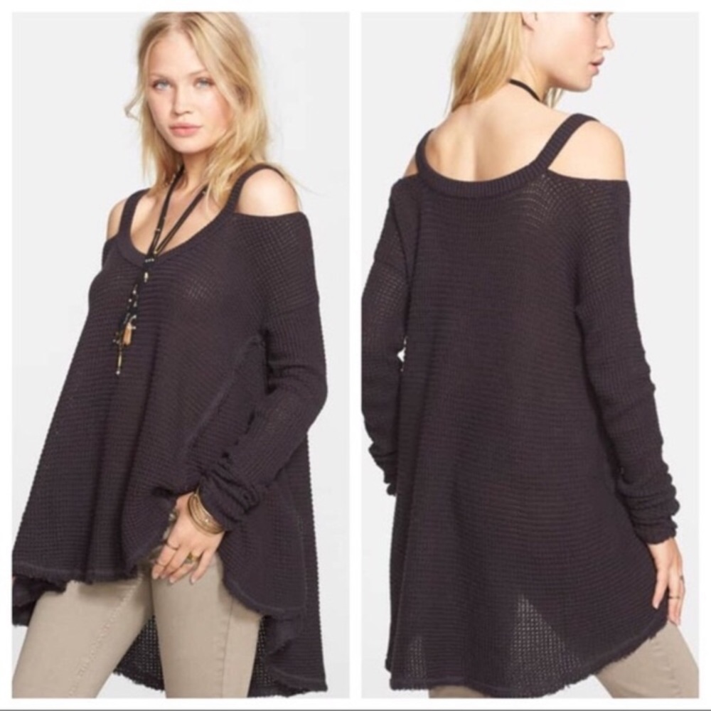 Free People charcoal moonshine v neck pullover